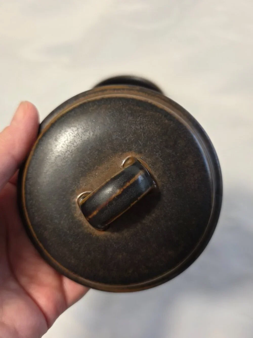 Arabia of Finland Rushka Sugar Bowl with Lid Light & Dark Brown Spotted NEW